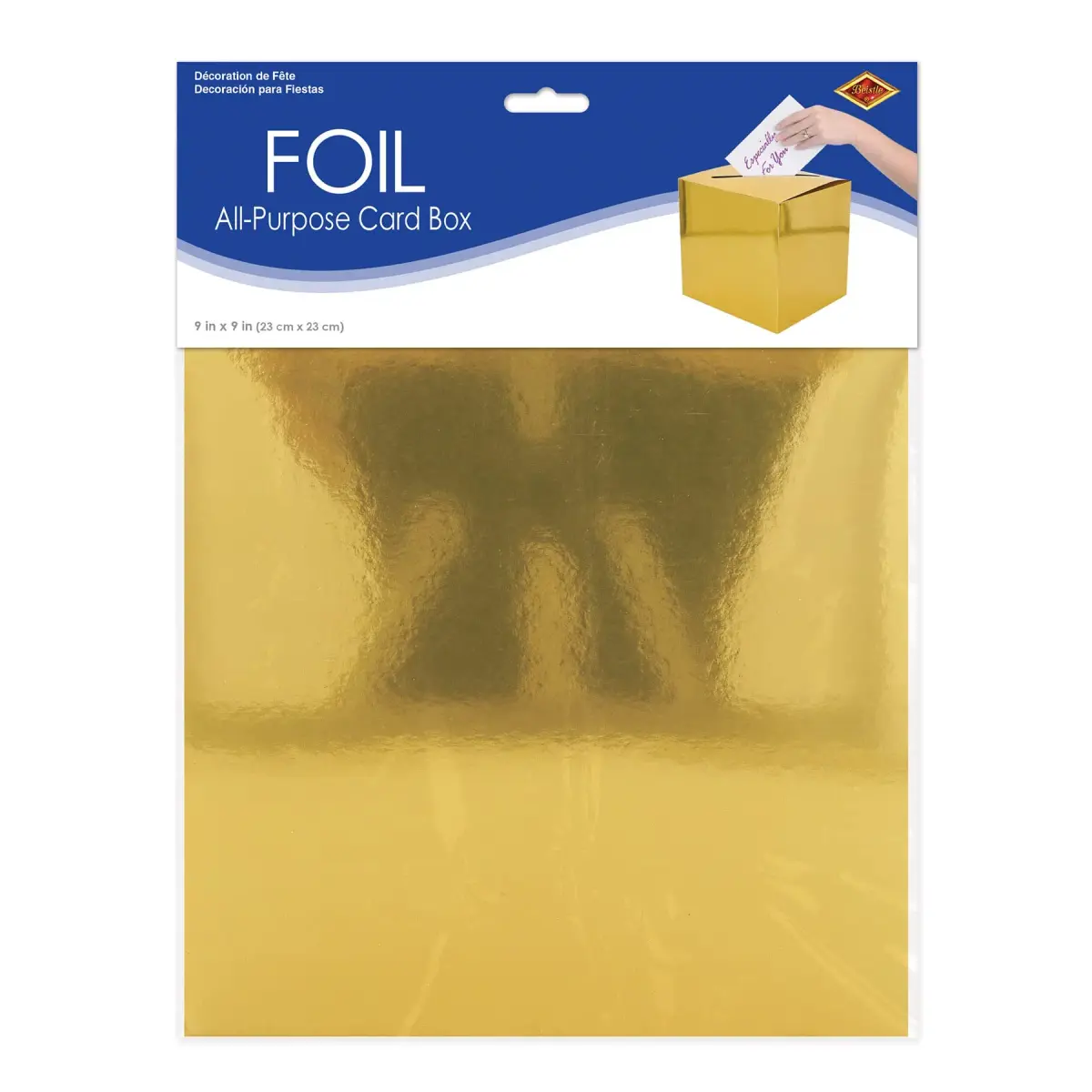 Beistle Gold Foil Card Box Holder 9x9 inches | Party & Wedding Card Holder - view 6