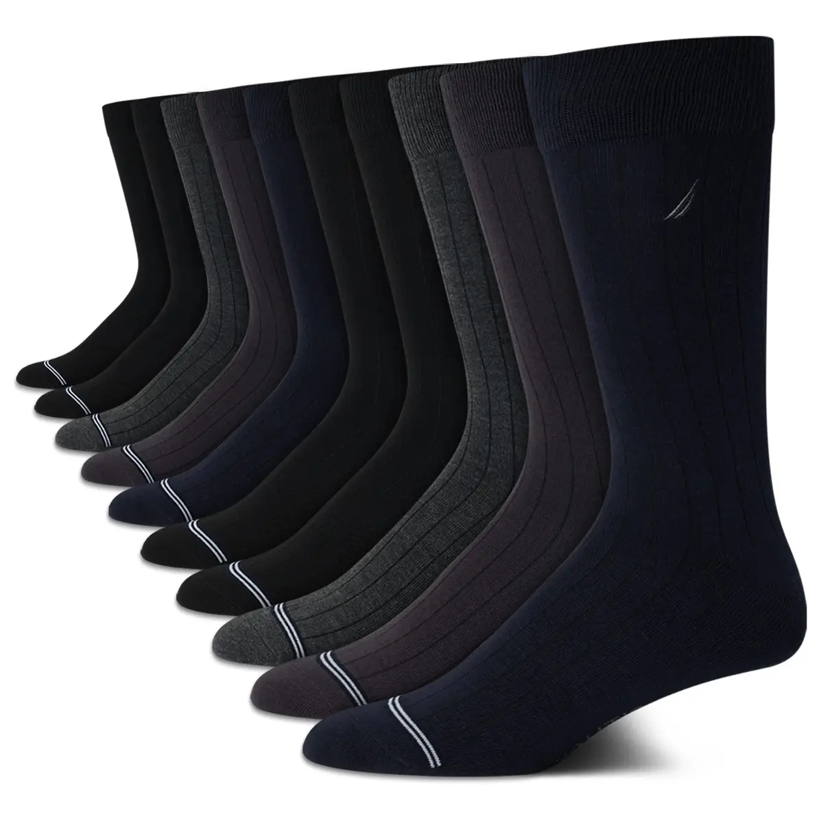 Nautica Mens Dress Socks 10 Pack | Comfort Stretch Crew Socks for Formal & Casual Wear - main product image