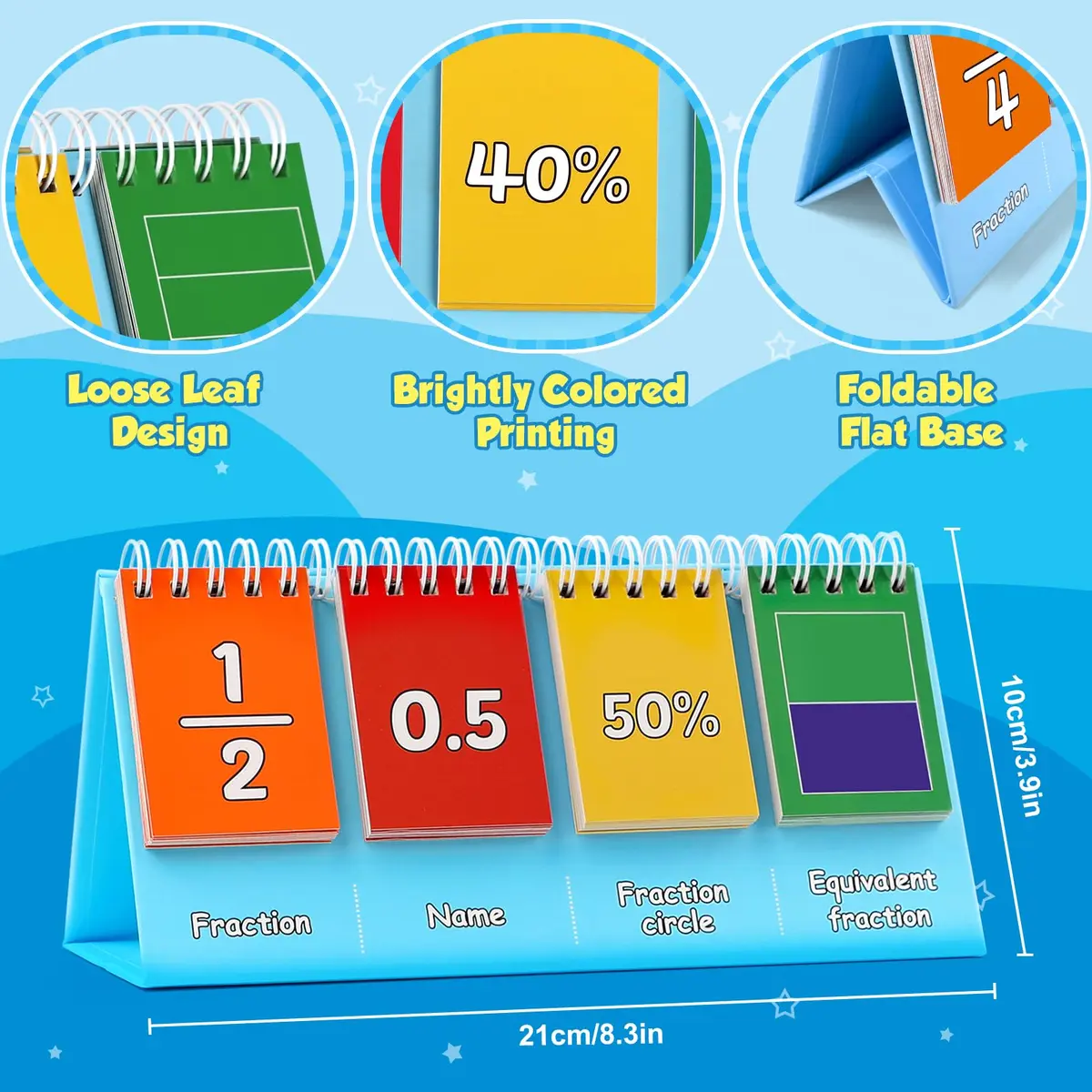 Torlam Fraction Manipulatives for Elementary School | Math Circles & Percentages, 1st-6th Grade | Kids Homeschool Supplies - view 3