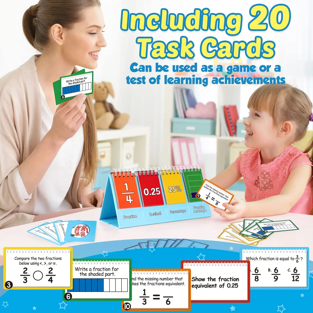 Torlam Fraction Manipulatives for Elementary School | Math Circles & Percentages, 1st-6th Grade | Kids Homeschool Supplies - view 4
