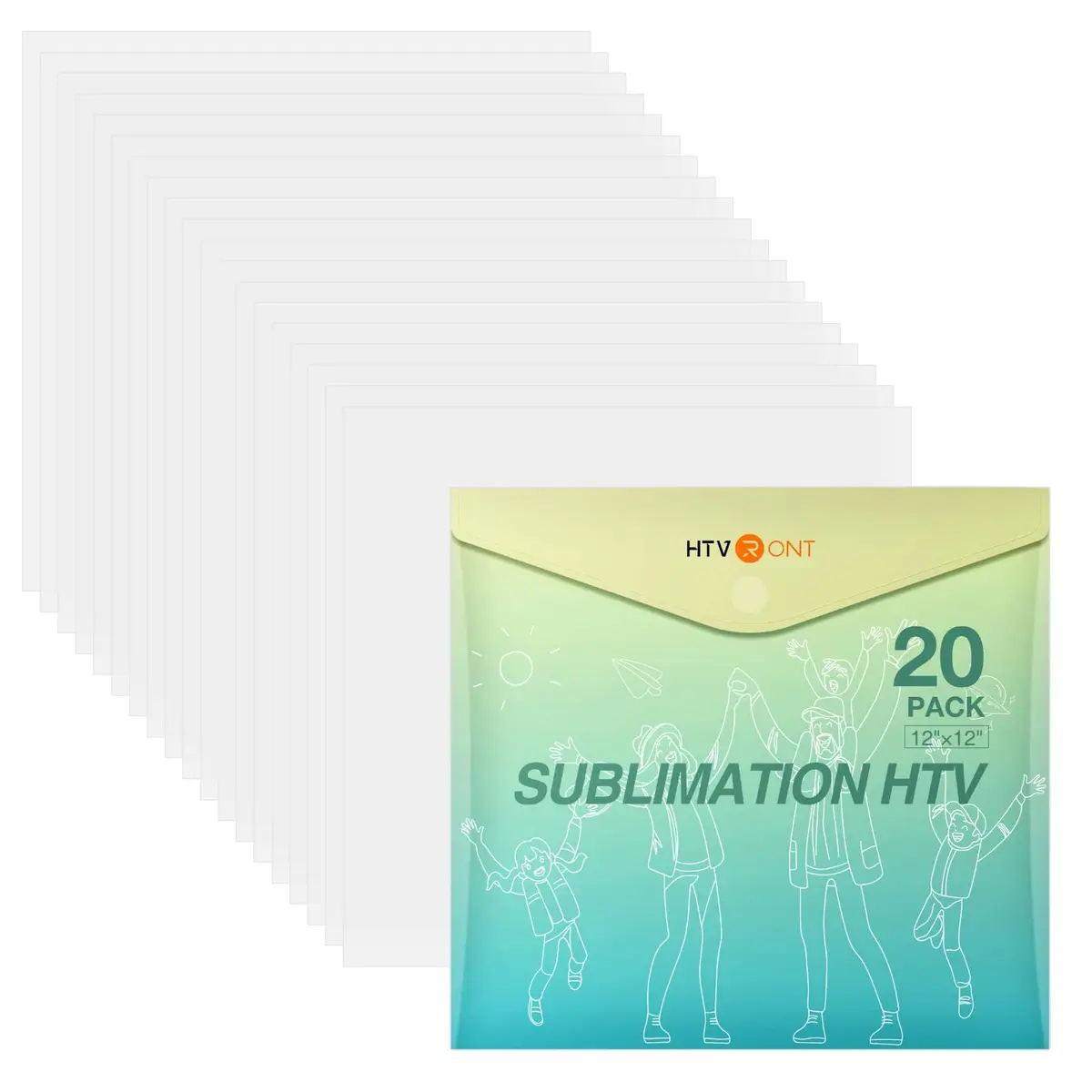 HTVRONT Sublimation Vinyl for Cotton Shirts 20 Pack 12x12" | Bright & Durable - main product image