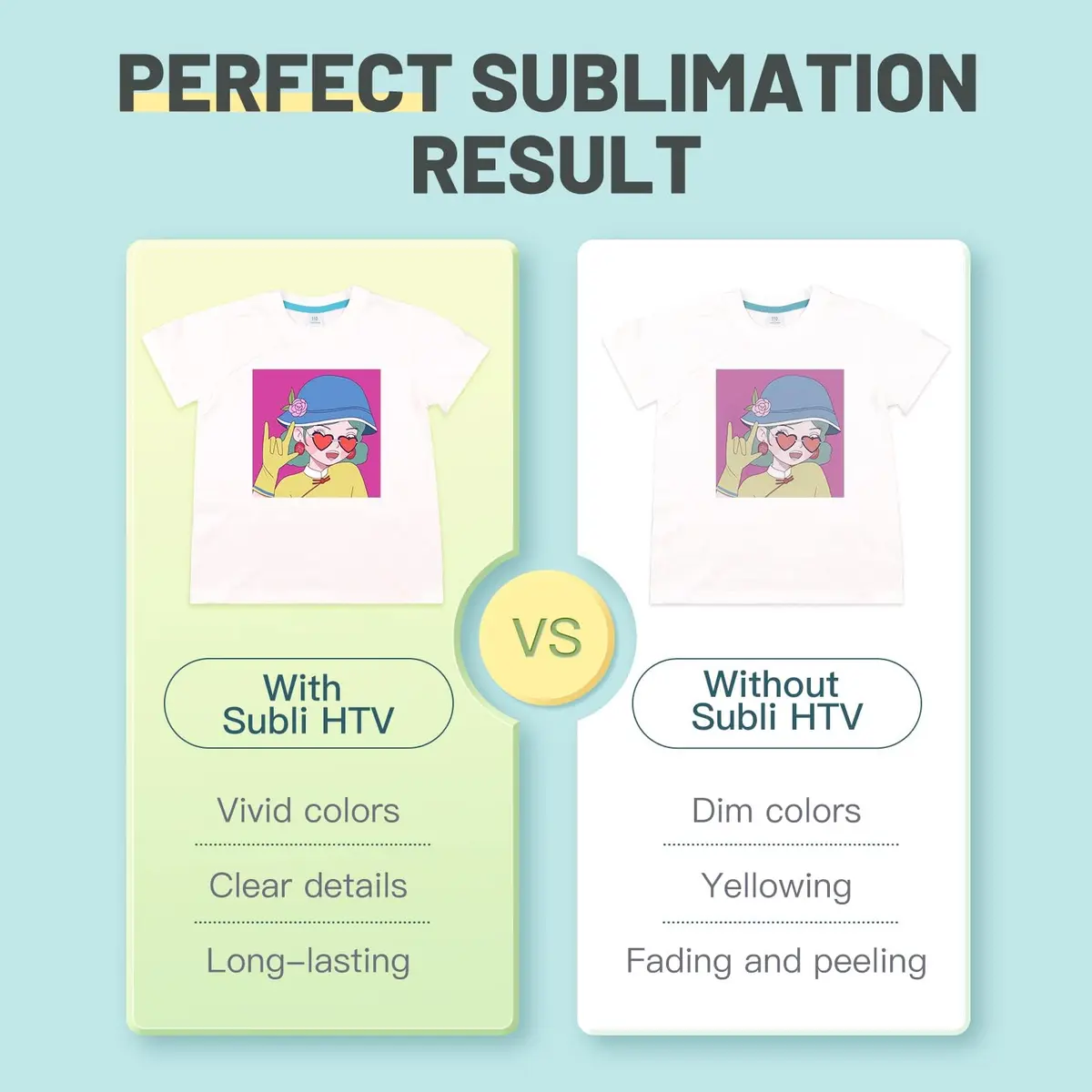 HTVRONT Sublimation Vinyl for Cotton Shirts 20 Pack 12x12" | Bright & Durable - view 5