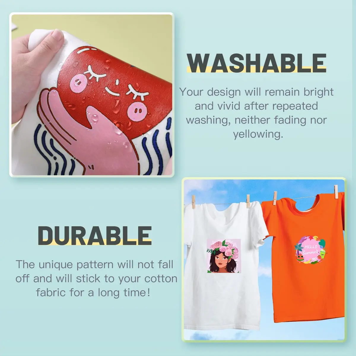 HTVRONT Sublimation Vinyl for Cotton Shirts 20 Pack 12x12" | Bright & Durable - view 3