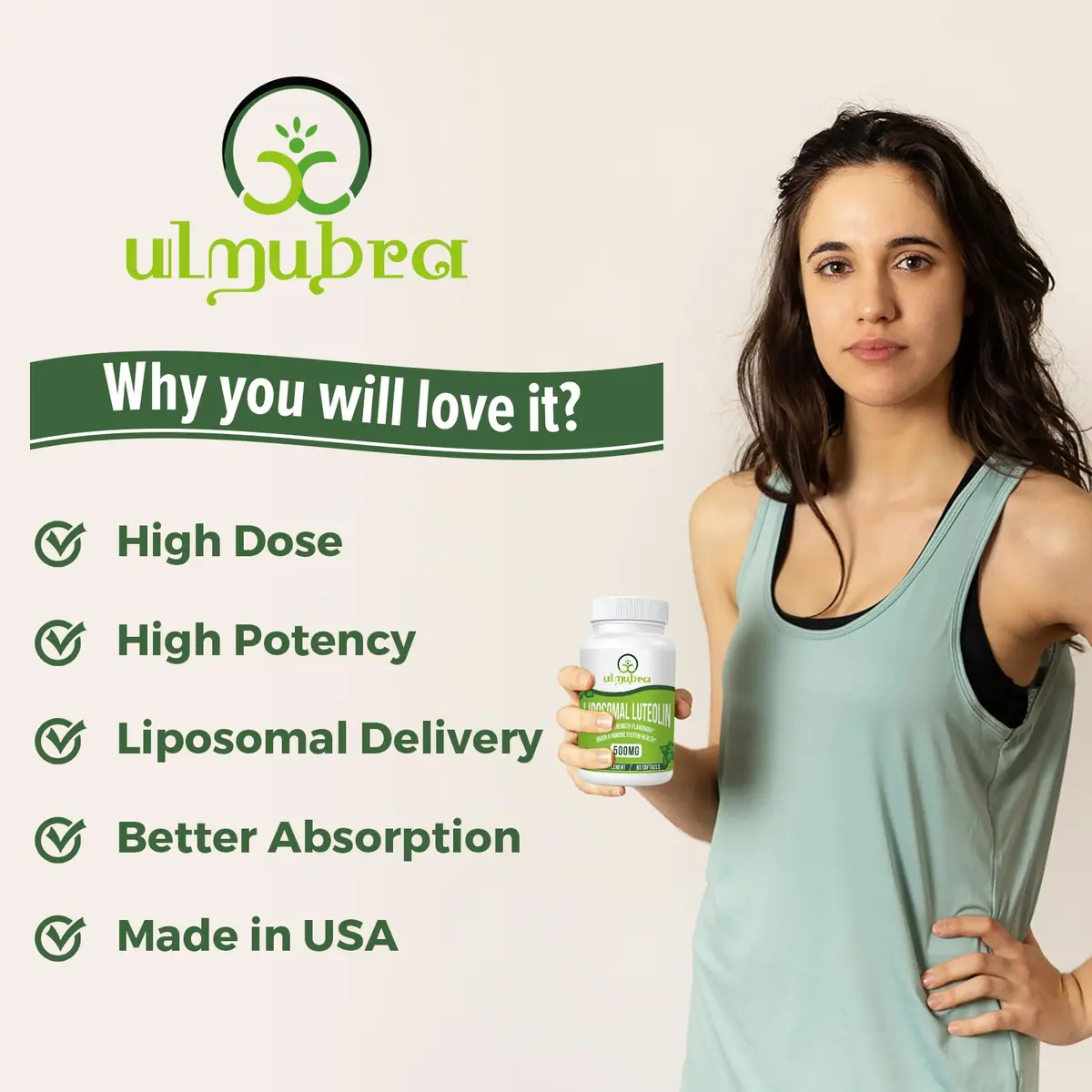 Ulmubra Liposomal Luteolin 500MG | Maximum Absorption, Potent Flavonoid, 120 Softgels, Non-GMO, Gluten Free - view 3