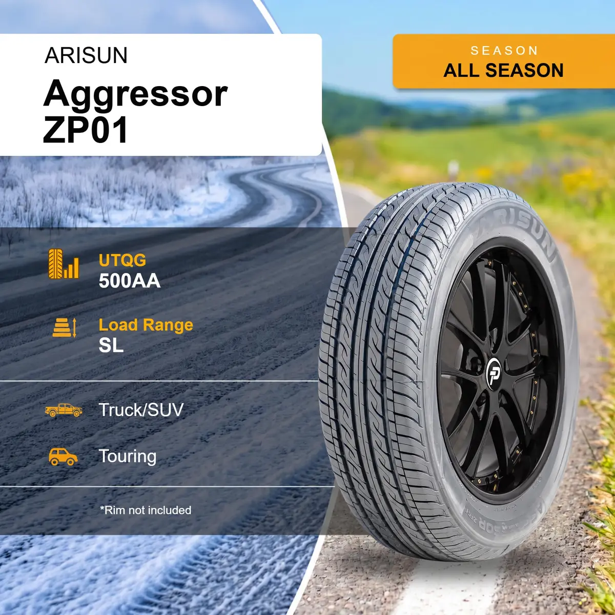 Arisun Aggressor ZP01 235/65R16 103H All Season SL Radial 16 inch Tire | All-Season SUV & Truck Tire with 4 Ply Rated Support - view 4