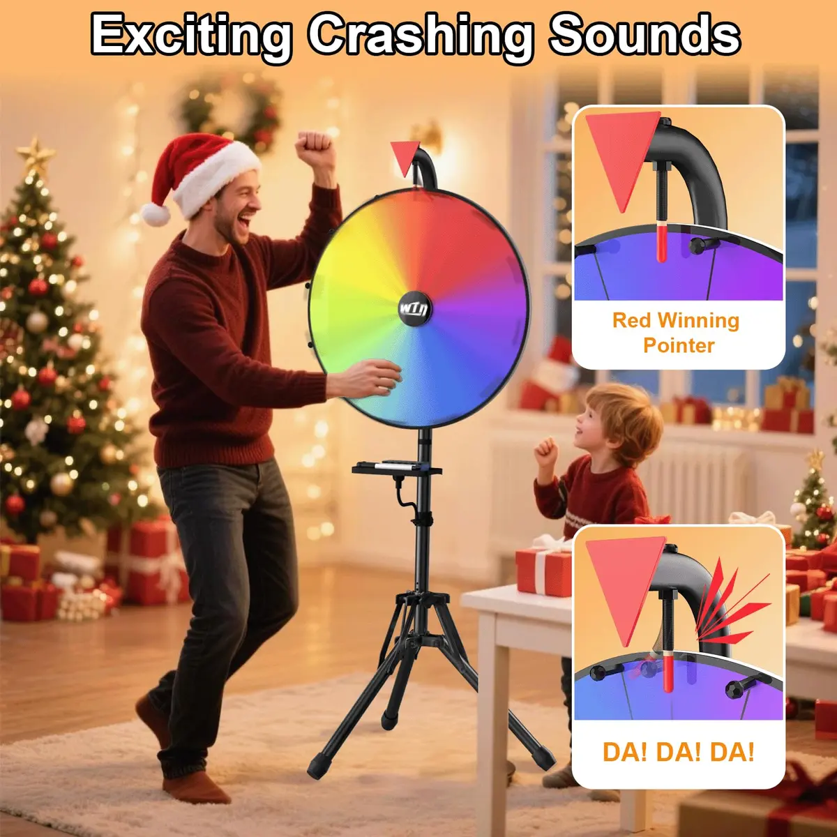 ORWOD 16 inch Prize Wheel Game with Stand, 12 Dry Erase Slots | Adjustable Height 36-64 Inches - view 5