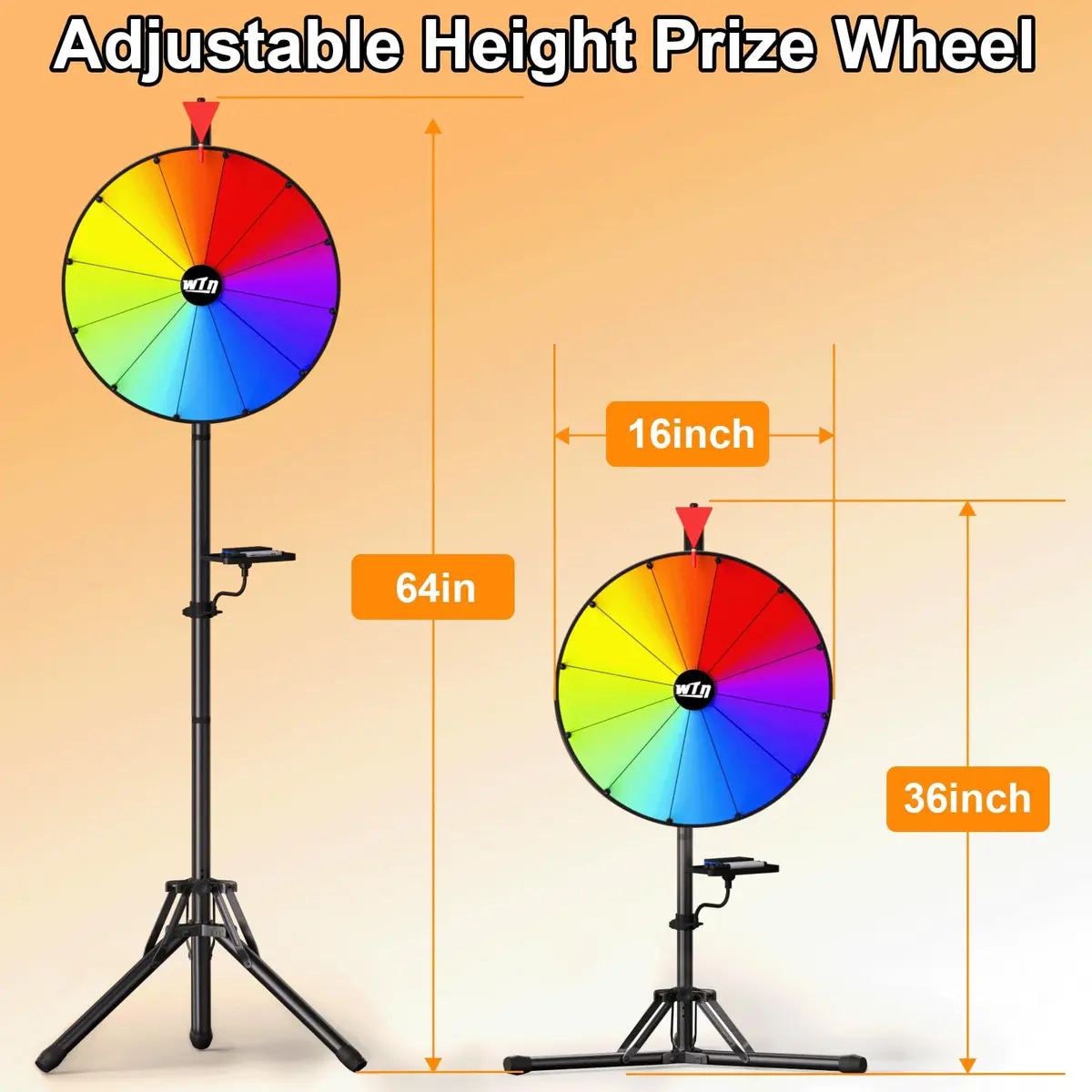 ORWOD 16 inch Prize Wheel Game with Stand, 12 Dry Erase Slots | Adjustable Height 36-64 Inches - view 7
