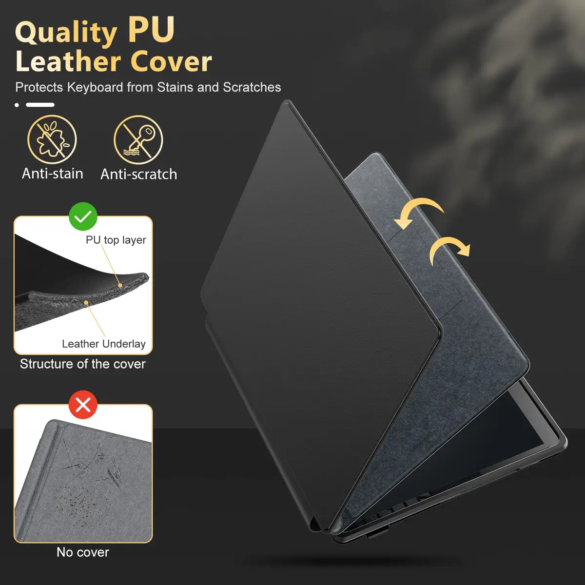 INFILAND Military Drop Protection Case for Surface Pro 11/10/9 13-inch Tablet with Type Cover Keyboard Support, Black - view 6