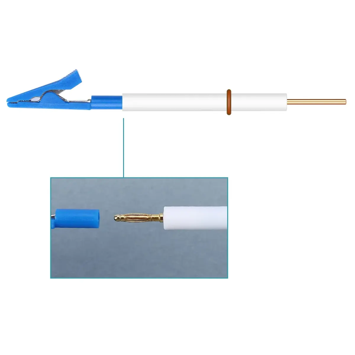 stonylab Electrode Holder Multi-Purpose Electrode Clip with Detachable Nickel Plated Copper Gator Clip and PTFE Body 80mm (3.15 inches) | For Electrolytic Cells - view 3