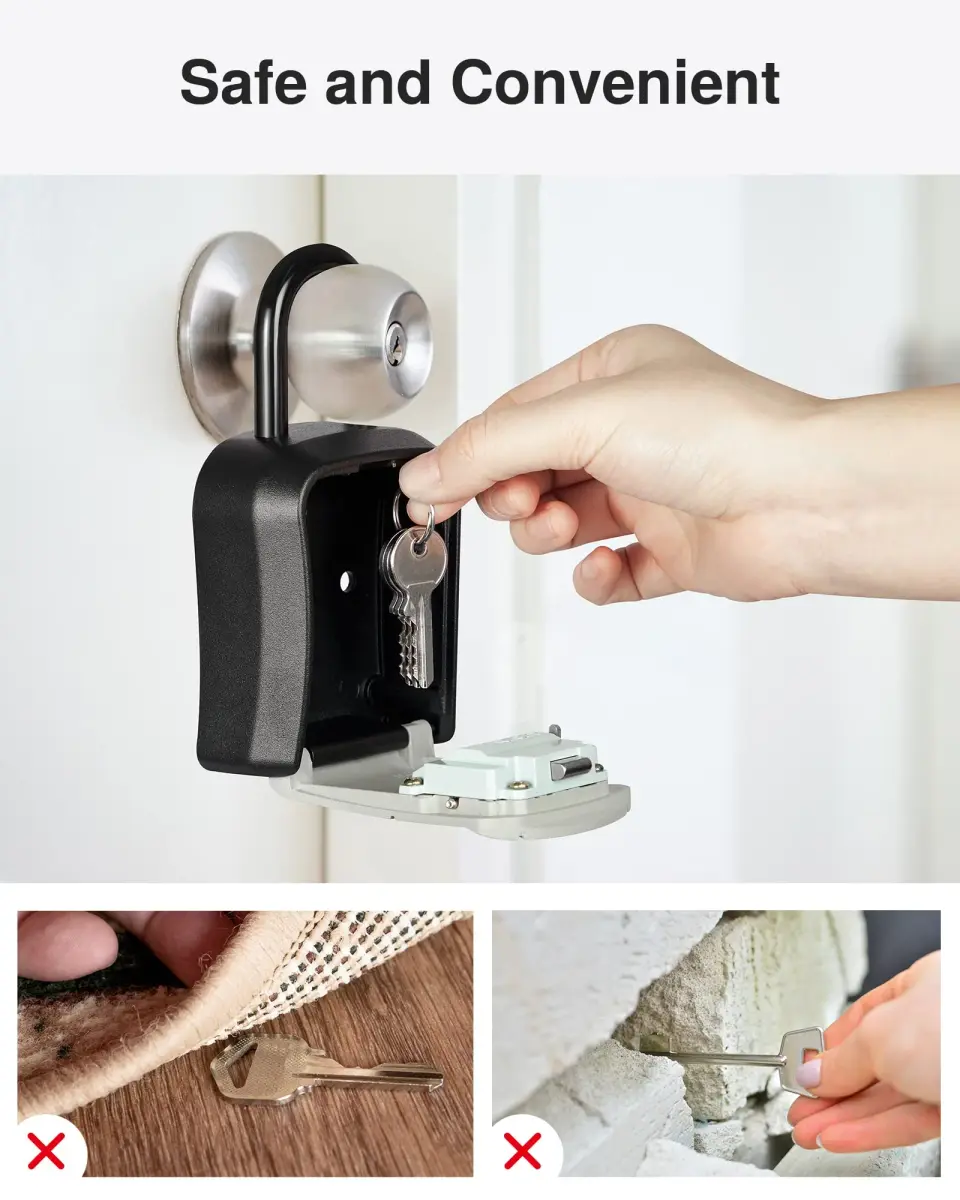 Puroma Outdoor Key Lock Box Gray | 4-Digit Combination Lockbox for House Keys - view 7