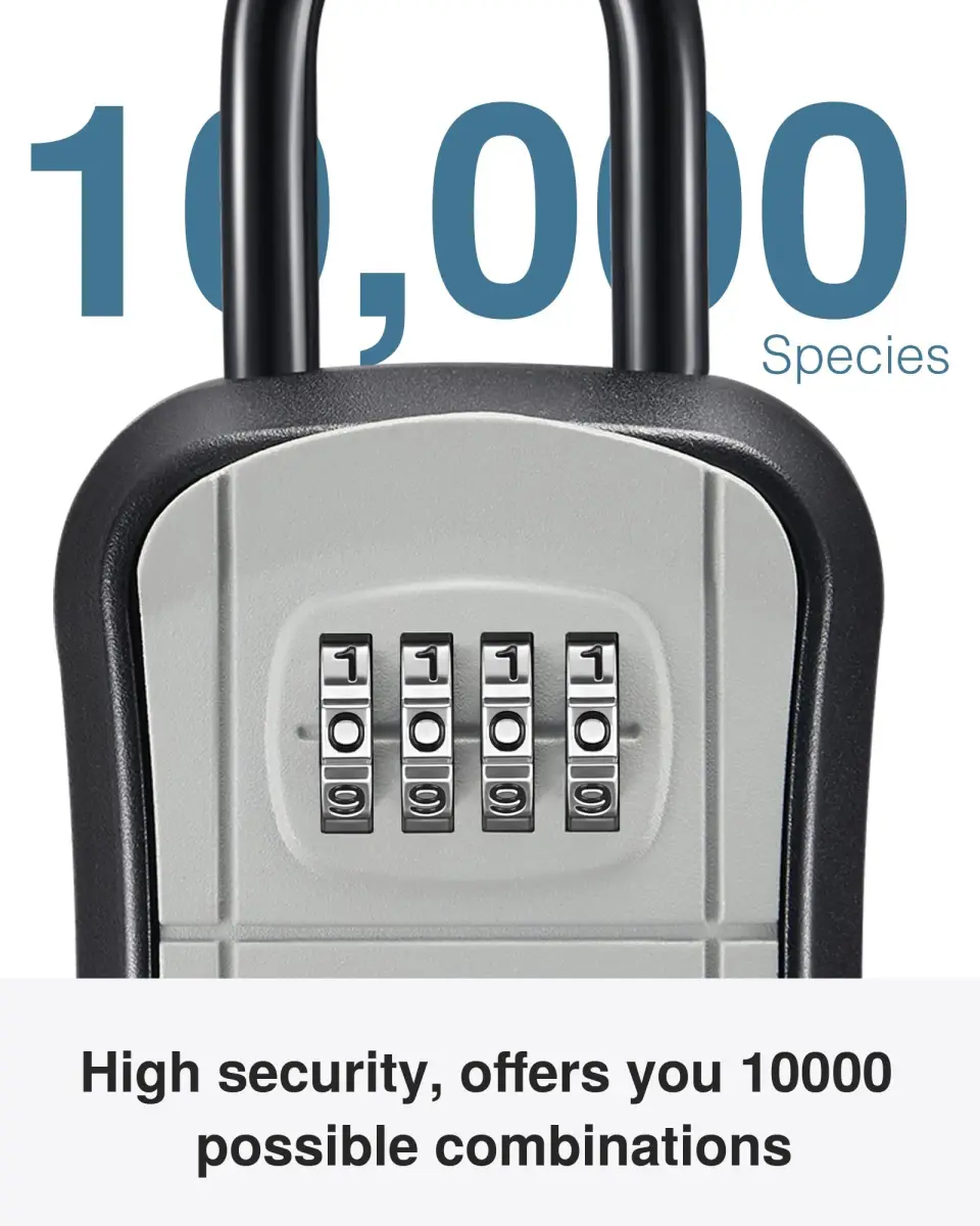 Puroma Outdoor Key Lock Box Gray | 4-Digit Combination Lockbox for House Keys - view 3