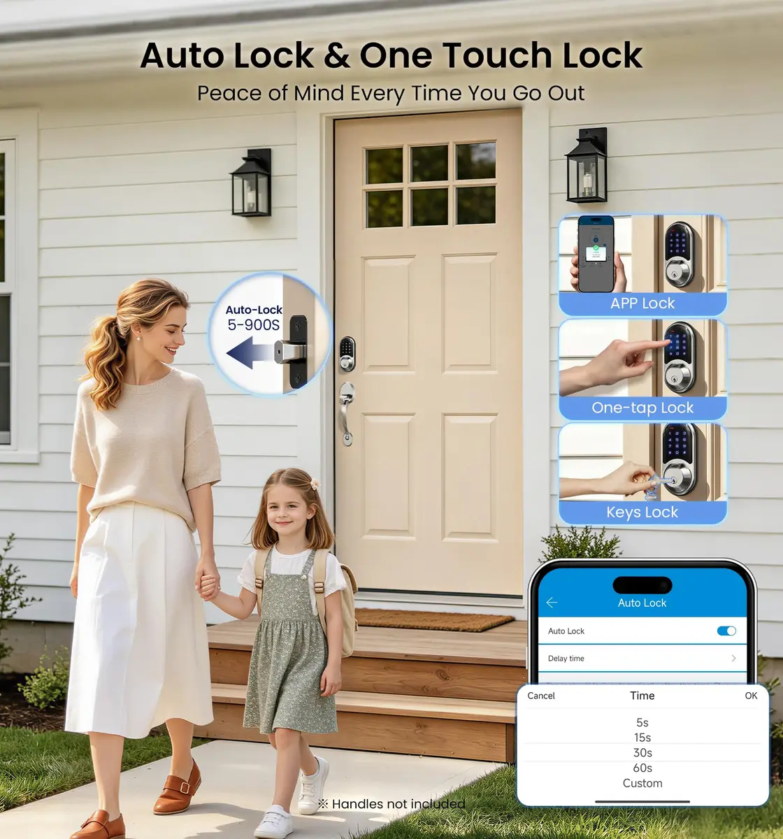 Veise RZ07 Fingerprint Smart Door Lock Deadbolt Satin Nickel | App Control, Fast Fingerprint - view 3