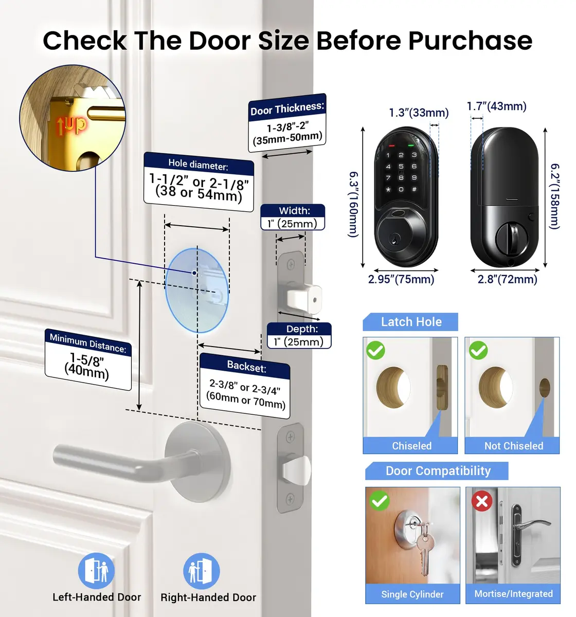 Veise RZ07 Fingerprint Smart Door Lock Deadbolt | App Control, Matte Black, IP54 - view 7
