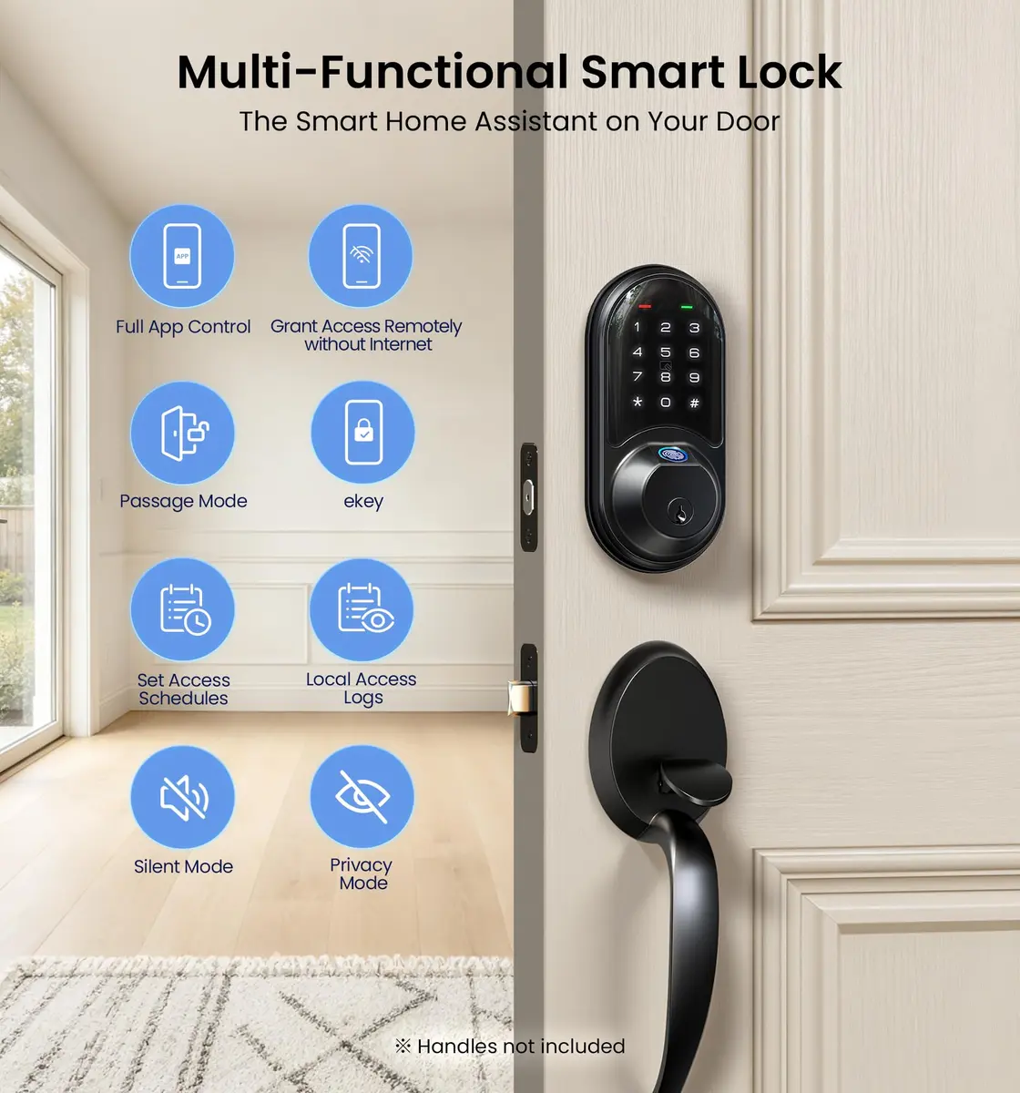 Veise RZ07 Fingerprint Smart Door Lock Deadbolt | App Control, Matte Black, IP54 - view 4