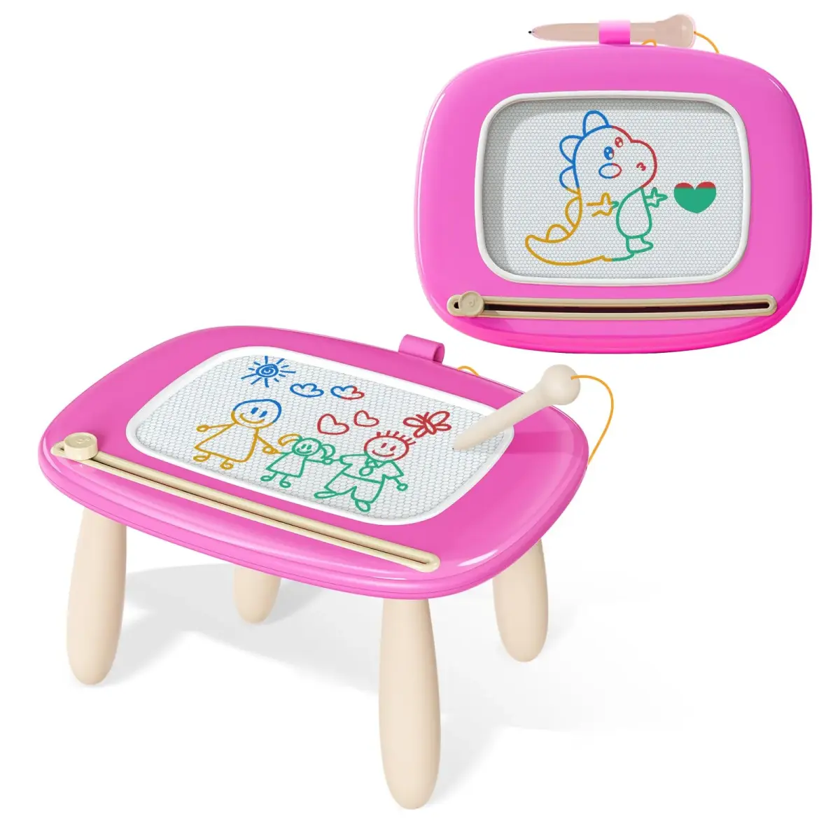 Kikidex Magnetic Doodle Board for Toddlers 1-3 Years | Rose | 32cm x 33cm (12.6in x 13in) - main product image