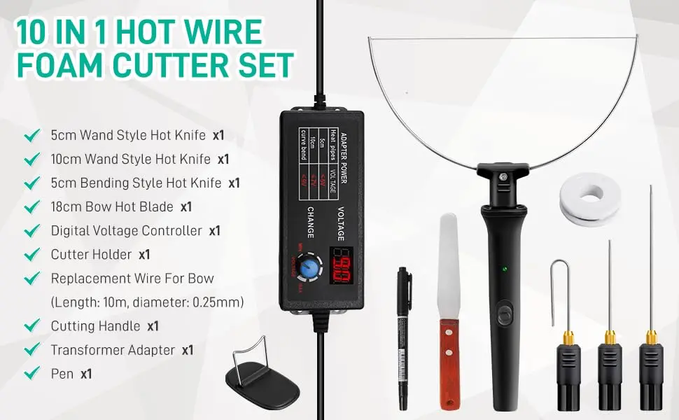 Ncepis Electric Foam Cutter Tool Kit with Digital Voltage Controller & 6 Attachments | 110-240V - view 8