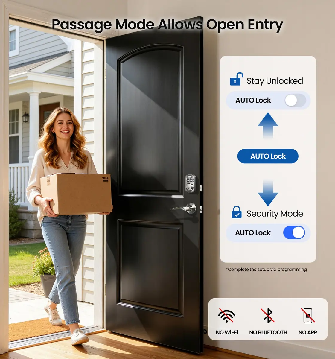 Veise KS01B Keypad Door Lock with 2 Lever Handles Set, Satin Nickel | Keyless Entry & Auto Lock - view 9