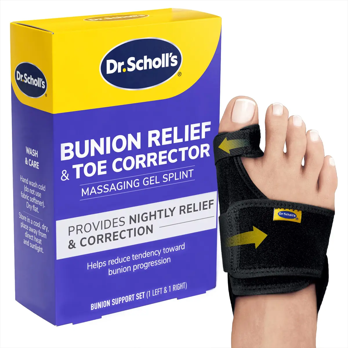 Dr. Scholl's Bunion Relief & Toe Corrector | Night Support for Bunion Pain Relief - main product image