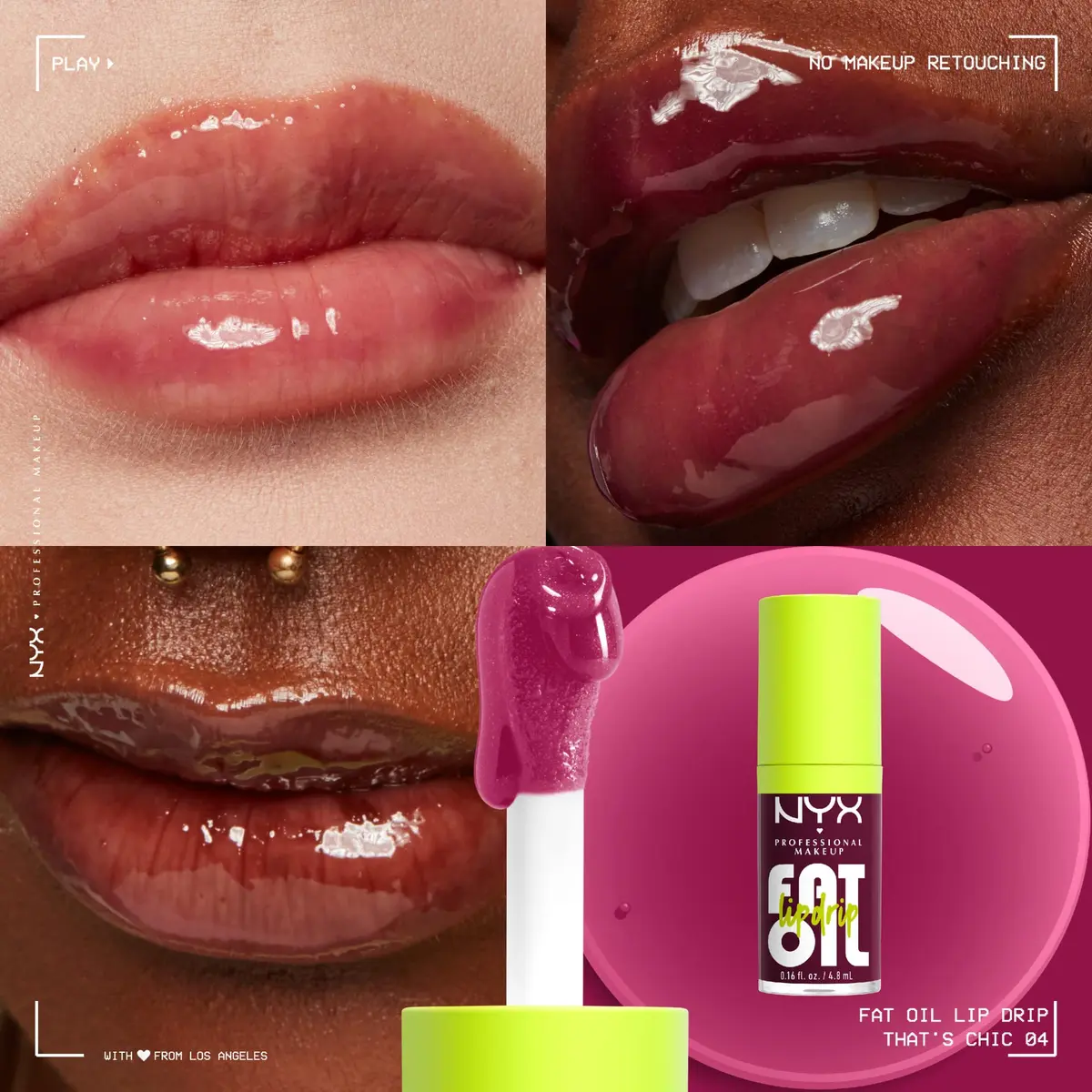 NYX PROFESSIONAL MAKEUP Fat Oil Lip Drip Moisturizing Lip Oil Gloss That's Chic (Deep Berry) 4.7ml (0.16 Fl Oz) | Vegan Squalane & 12 HR Hydration - view 2
