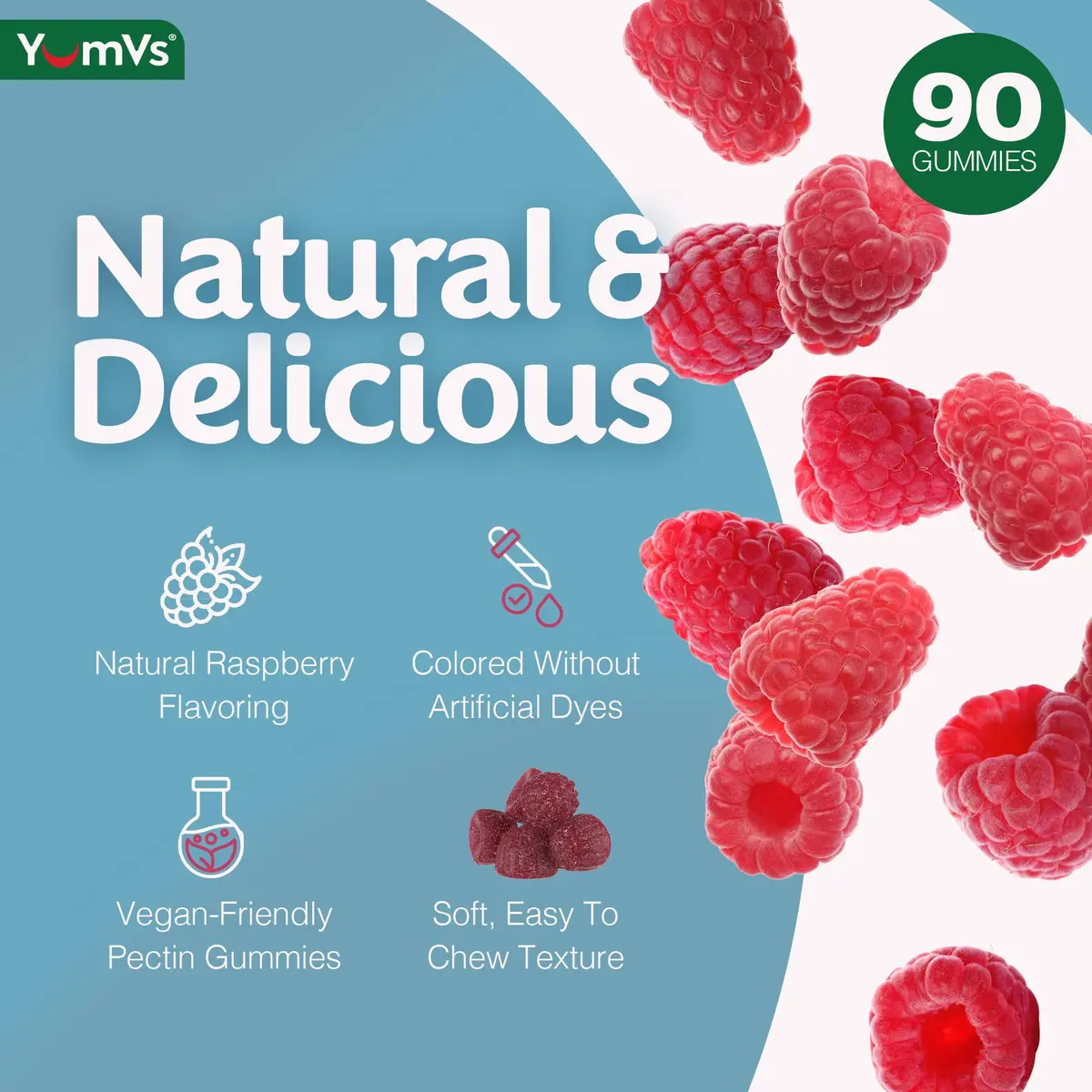YUM-V'S Magnesium Citrate Gummies 900 mg | Raspberry Flavor, 90 Count, 2-Pack | Supports Nerve & Muscle Function - view 5