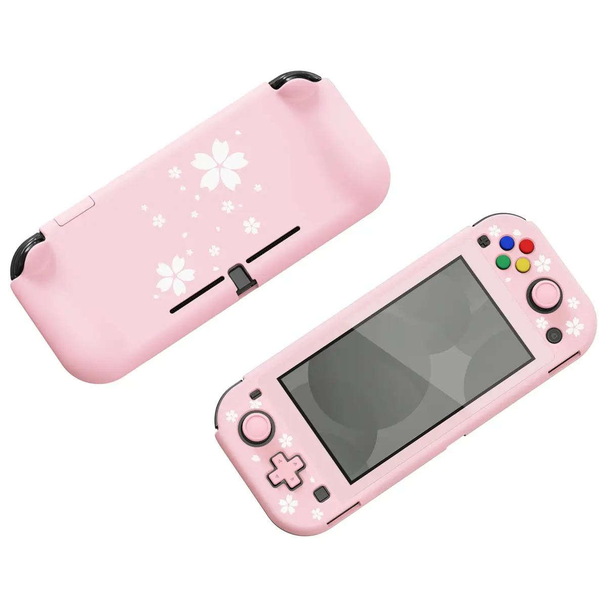 PlayVital ZealProtect Protective Case for Nintendo Switch Lite Cherry Blossoms Petals | Shock-Absorbent & Ergonomic Grip (110c) - view 7