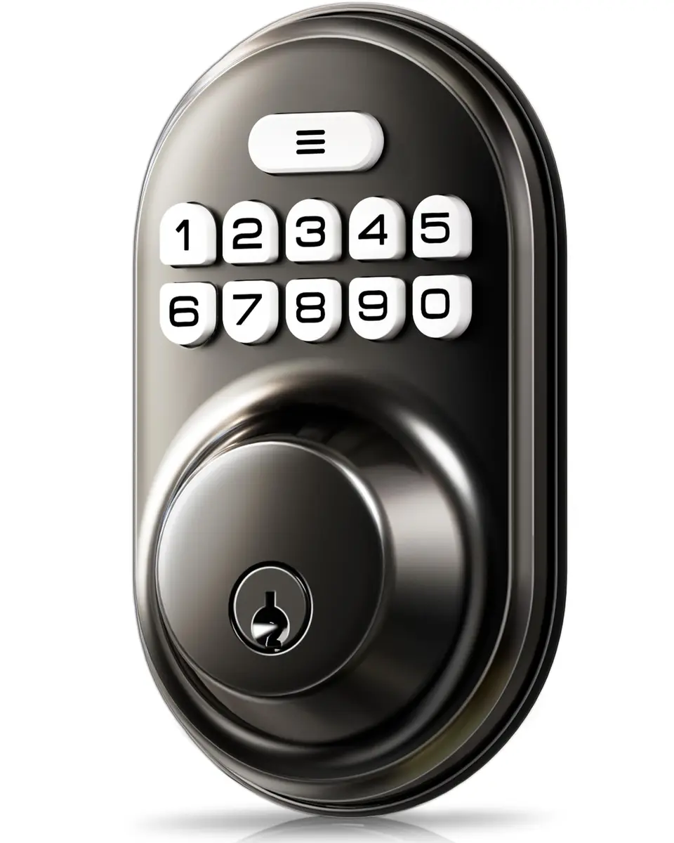 Veise RZ-A Electronic Deadbolt Door Lock, Matte Black | Keyless Entry & Auto Lock - main product image