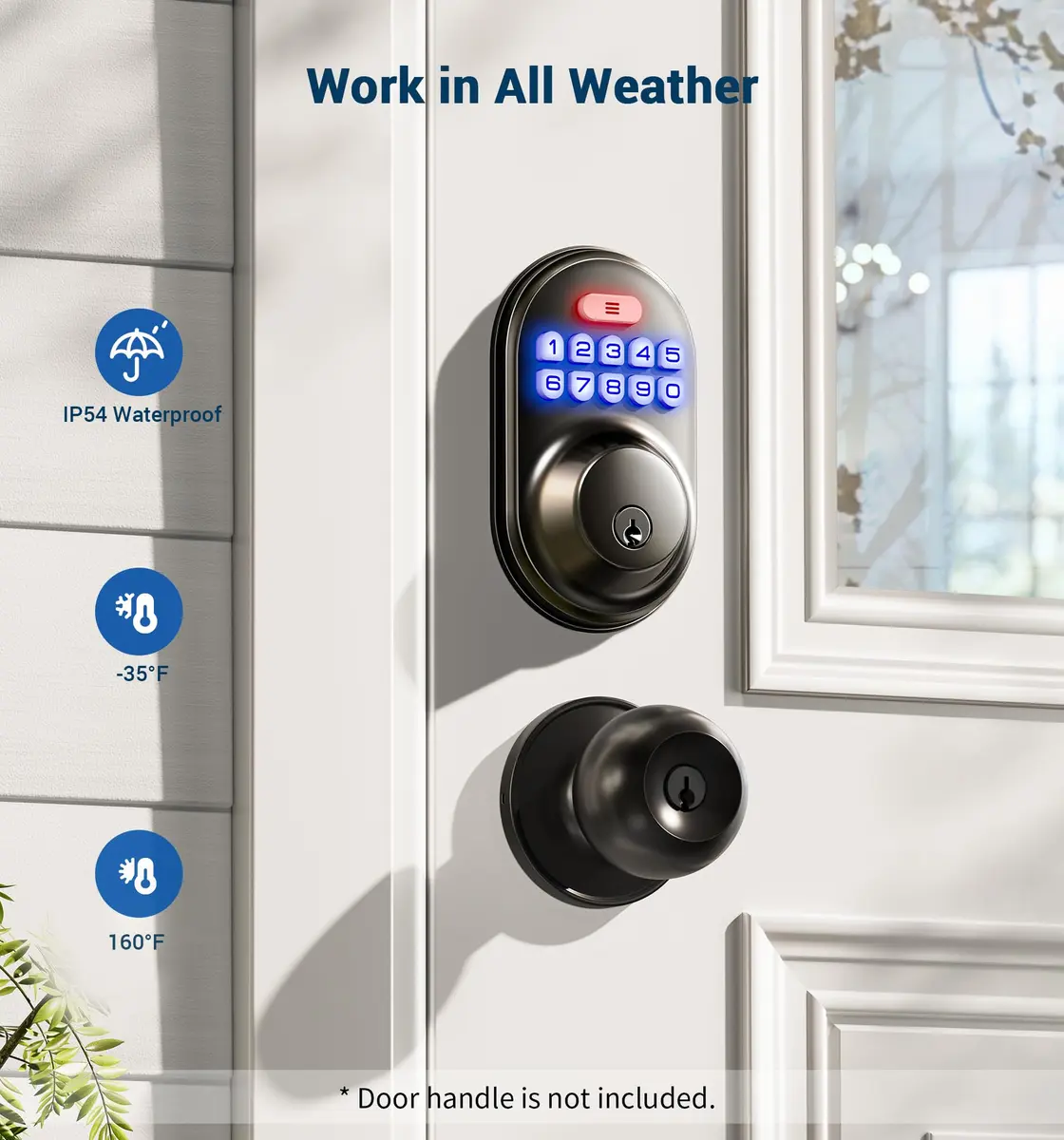 Veise RZ-A Electronic Deadbolt Door Lock, Matte Black | Keyless Entry & Auto Lock - view 6