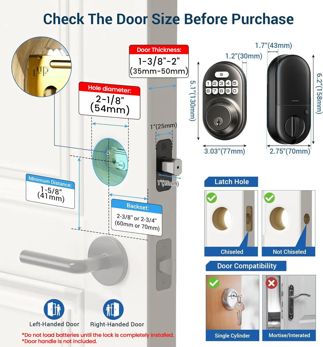 Veise RZ-A Electronic Deadbolt Door Lock, Matte Black | Keyless Entry & Auto Lock - view 7
