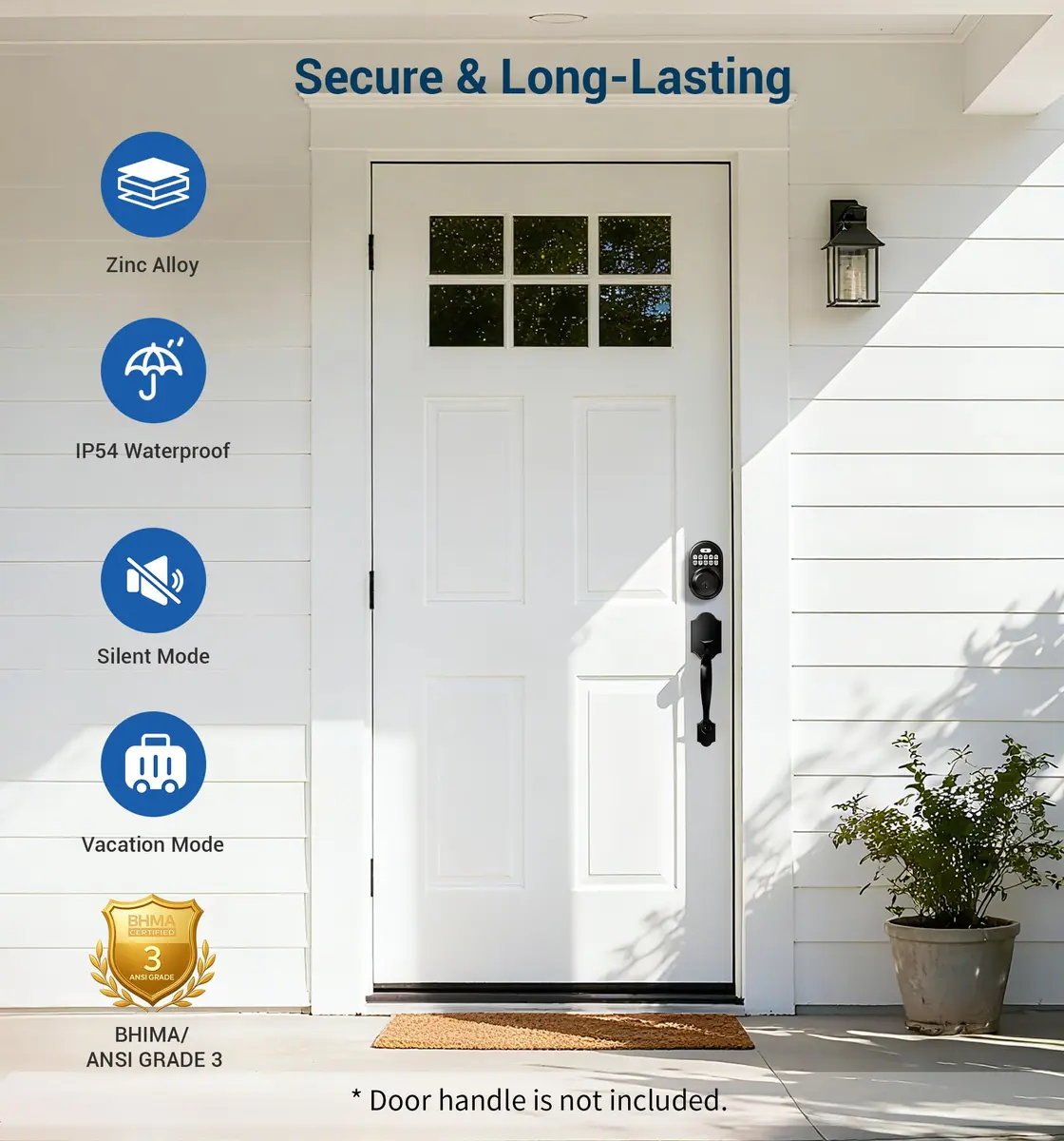 Veise RZ-A Electronic Deadbolt Door Lock, Matte Black | Keyless Entry & Auto Lock - view 9