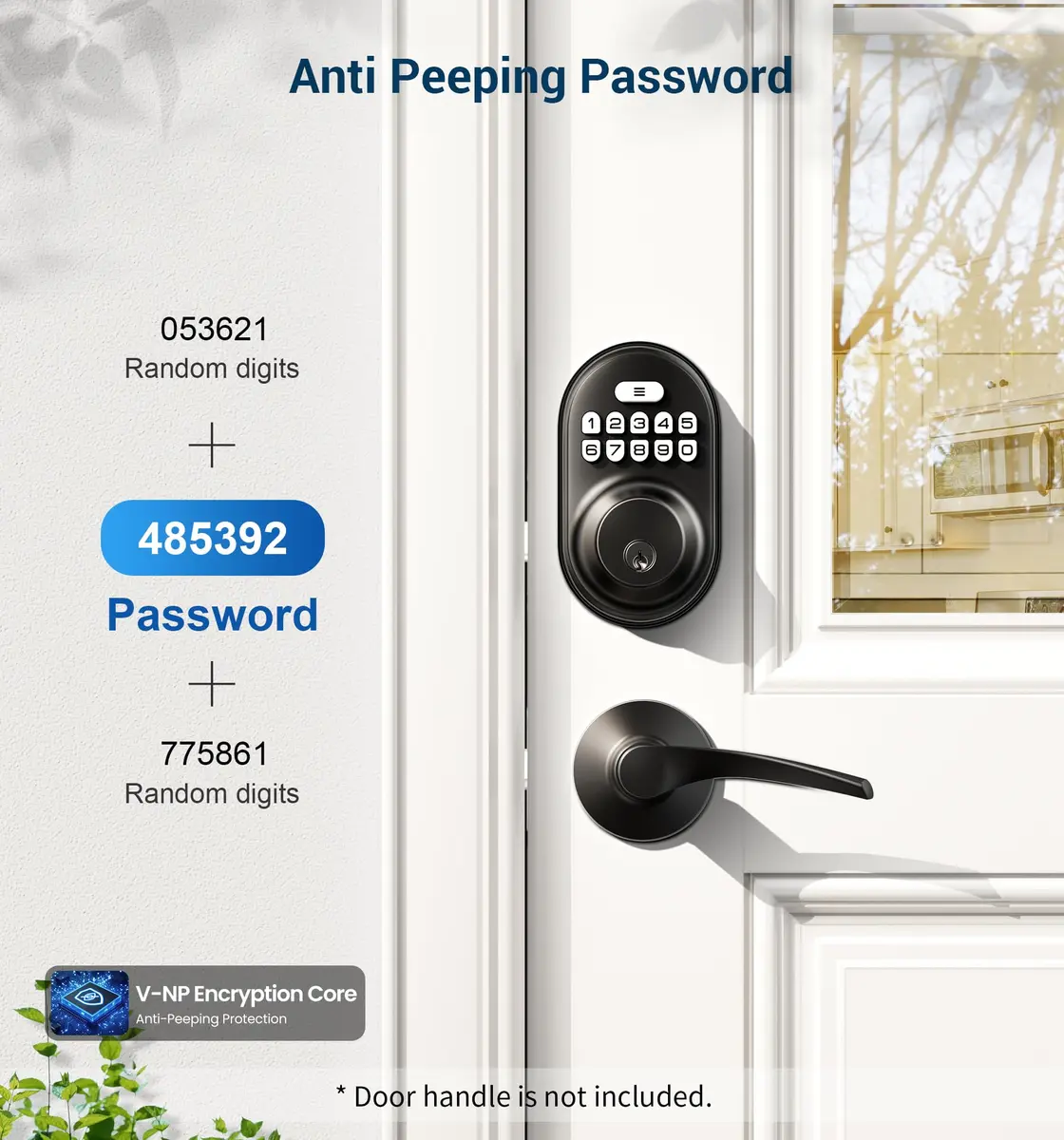 Veise RZ-A Electronic Deadbolt Door Lock, Matte Black | Keyless Entry & Auto Lock - view 3