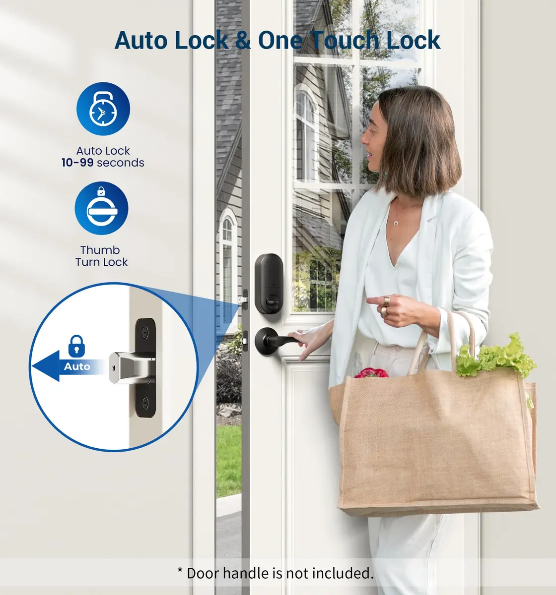 Veise RZ-A Electronic Deadbolt Door Lock, Matte Black | Keyless Entry & Auto Lock - view 4