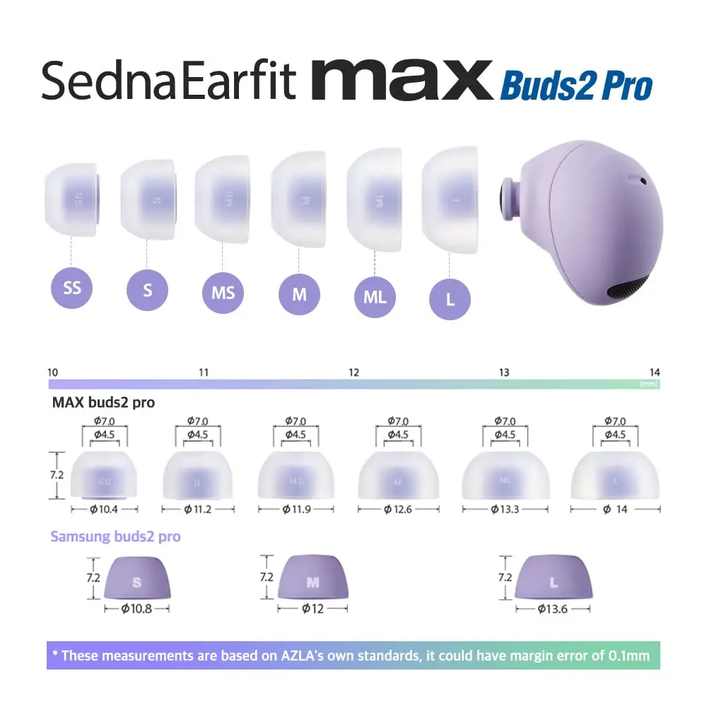 AZLA SednaEarfit MAX for Galaxy Buds 2 Pro (L) | Noise Canceling Earbud Tips, Medical Silicone, Samsung-Certified, Large Size - view 3