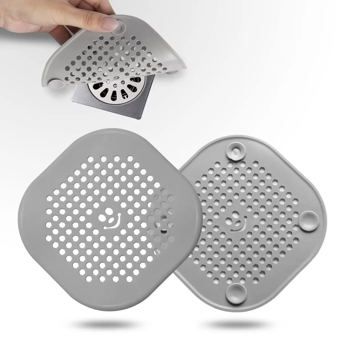 Couidl Drain Cover Hair Catcher Silicone 2 Pack | Deep Grey, Anti-Clogging, Easy Install (70-120 chars) - view 8
