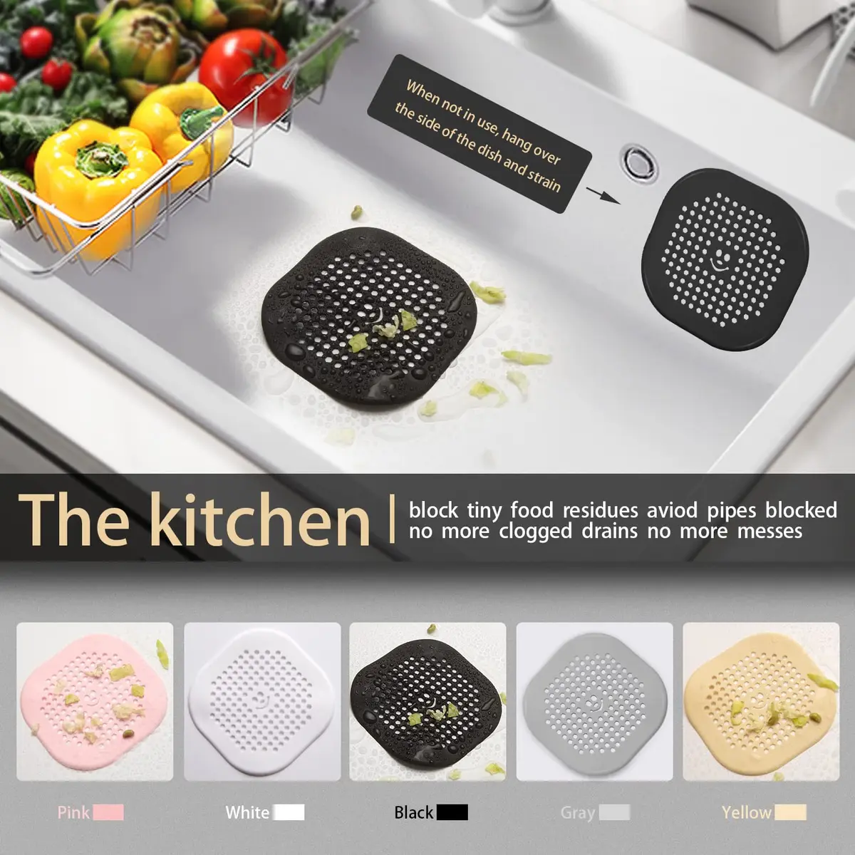 Couidl Drain Cover Hair Catcher Silicone 2 Pack | Deep Grey, Anti-Clogging, Easy Install (70-120 chars) - view 9