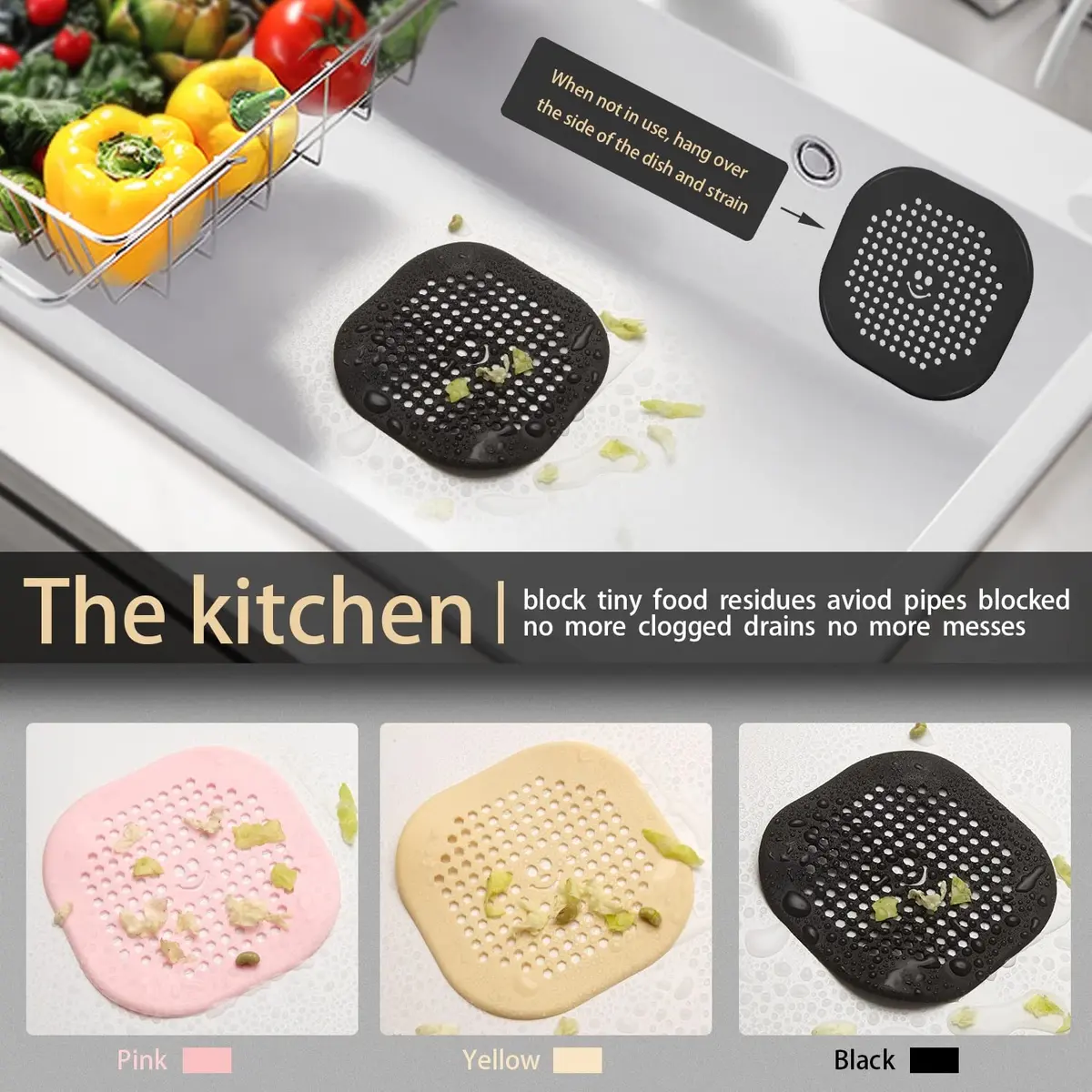 Couidl Drain Cover Hair Catcher Silicone 2 Pack | Deep Grey, Anti-Clogging, Easy Install (70-120 chars) - view 3