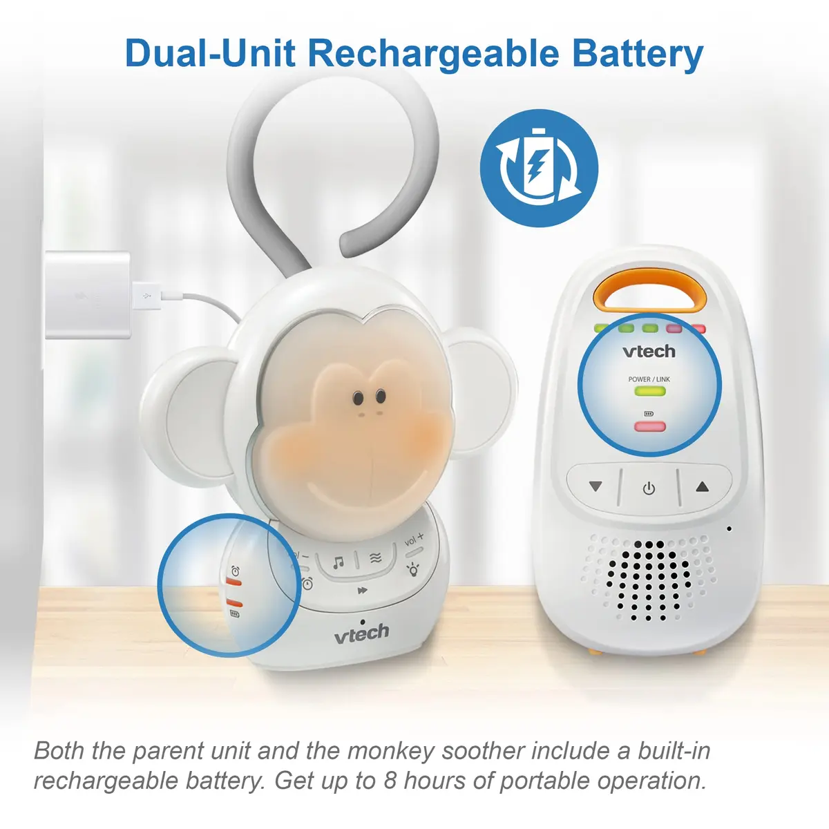 VTech DM1411 Audio Baby Monitor & Portable Soother with Night Light, 1000ft Range, 2-Way Talk, 2-Pack - view 4