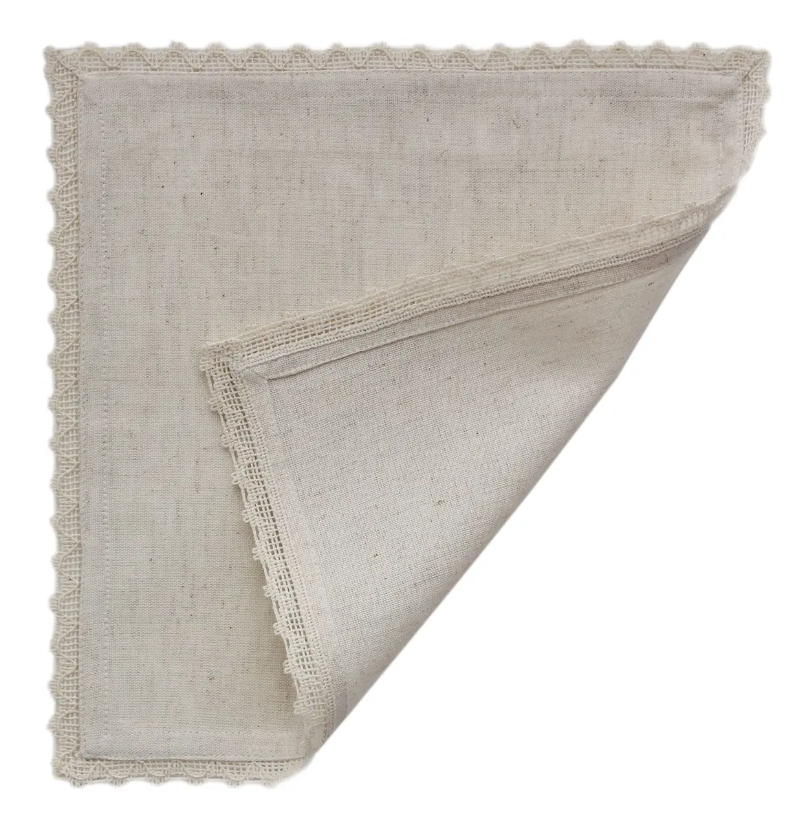 COTTON CRAFT Flax Linen Cocktail Napkins with Lace - 12 Pack Cloth Napkins | Elegant, Reusable, Eco-Friendly (70-120 chars) - view 4