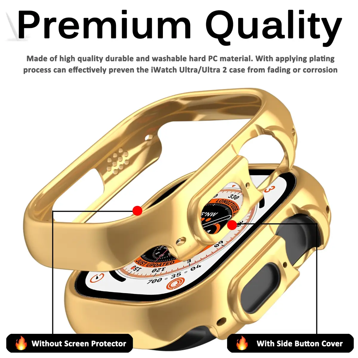 Miimall Apple Watch Ultra 49mm Case Gold | Ultra-Thin Electroplated Bumper - view 3