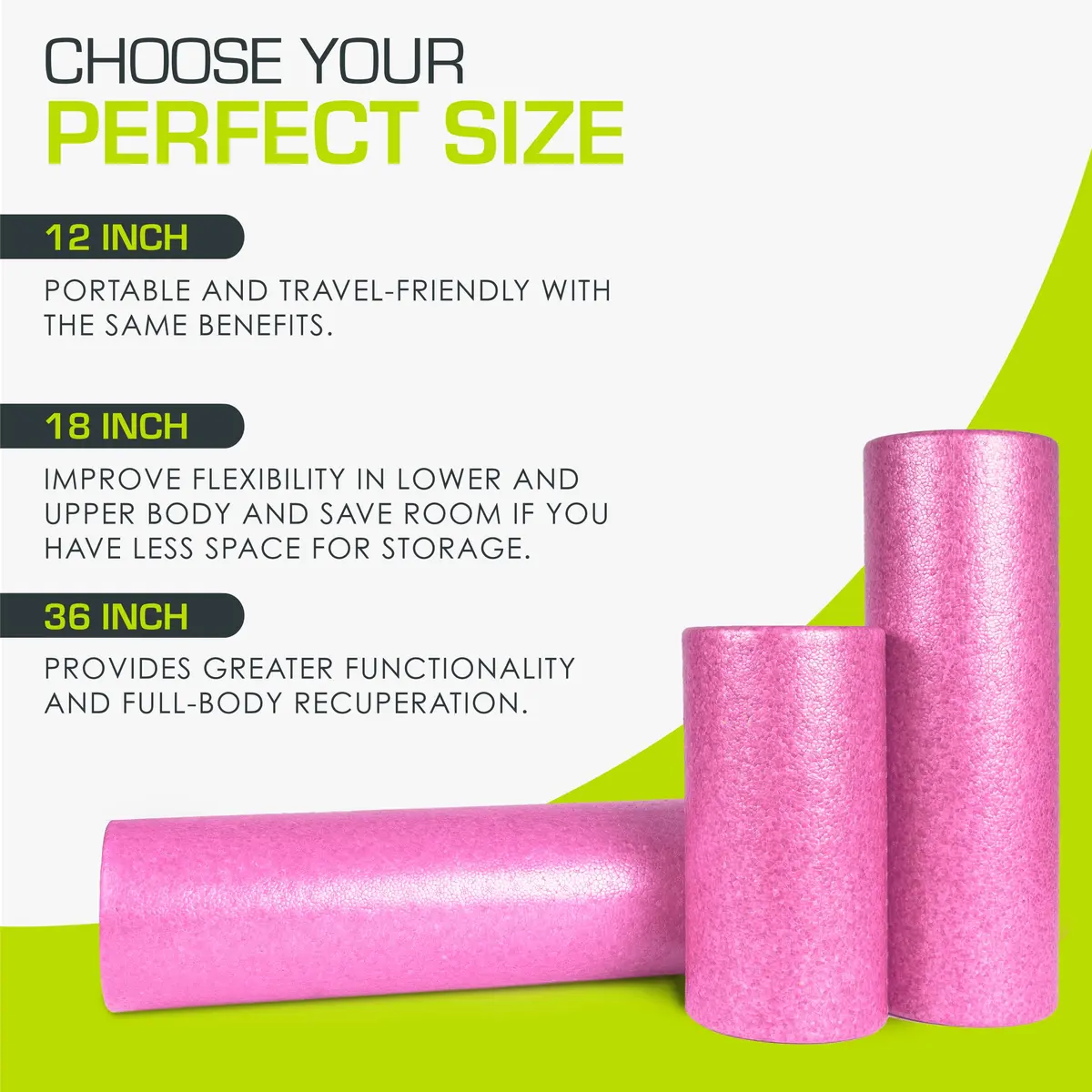 ProSourceFit High Density Foam Roller 91cm (36 inch) | Firm Full Body Athletic Massage Tool for Back Stretching, Yoga, Pilates, Post Workout Muscle Recuperation, Pink - view 4