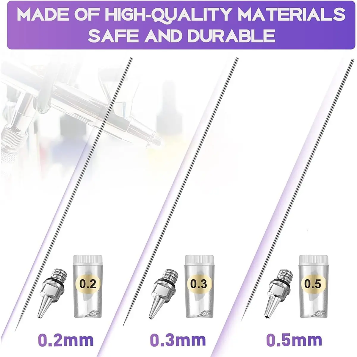 HUBEST Airbrush Nozzle Needle Set for Iwata Master, 0.2/0.3/0.5mm | Precision Art Supplies for Fine & Broad Projects - view 6