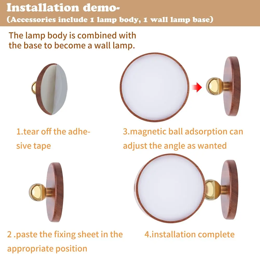 LANDGOO Wood Wall Sconce Bedside Lamp Rechargeable Night Light | Natural Wood, Dimmable, Portable - view 7