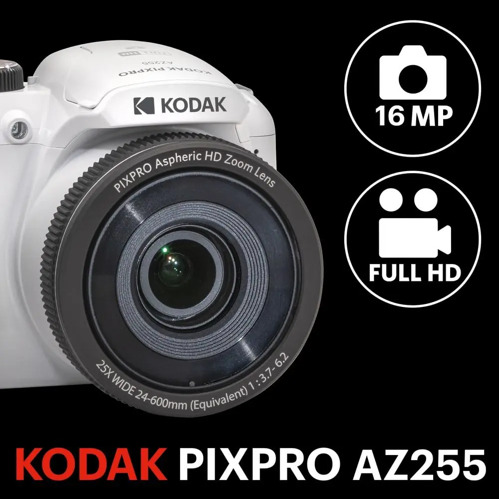 KODAK PIXPRO AZ255 16MP Bridge Camera 24-600mm (9.4-236.2in) | 1080p HD Video, Optical Zoom, OIS - view 3