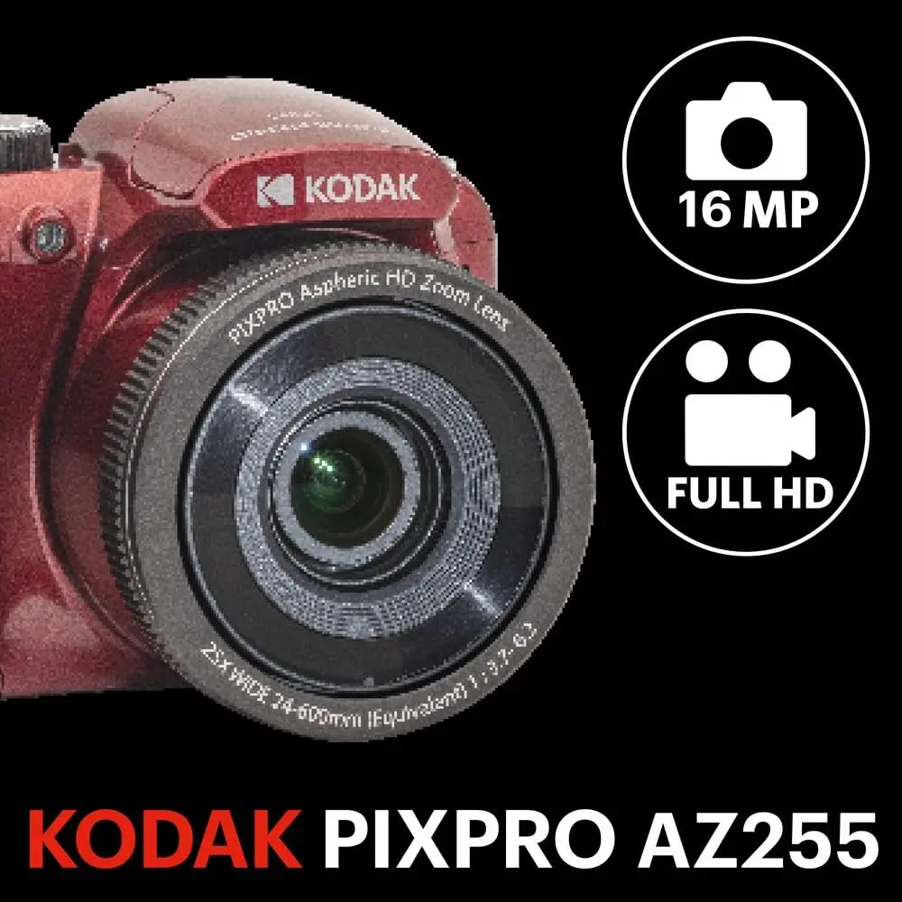 KODAK PIXPRO AZ255 Digital Camera 16MP 25x Optical Zoom Red | 1080p Full HD Video & OIS - view 2