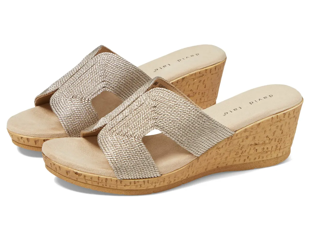 David Tate Vibe Wedge Heel 2.25in | Wheat Rayon Formal Sandal (70-120c) - main product image