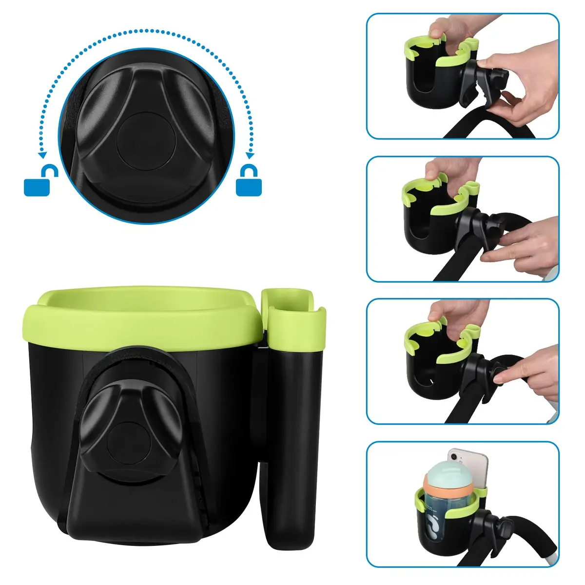 Accmor Stroller Cup Holder with Phone Holder | Universal Fit for Baby Strollers & Wheelchairs - view 5