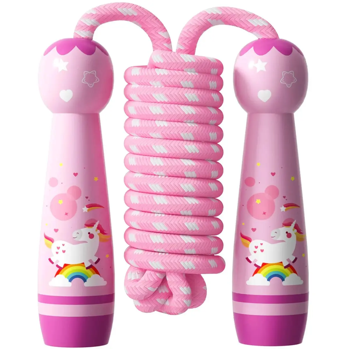 JGM Jump Rope for Kids - Adjustable Cotton Braided Wooden Handle, 2.7m (8.8ft) | Fun Fitness for Children Aged 4-8 - main product image