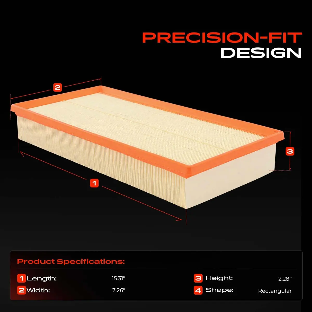A-Premium Engine Air Filter Compatible with Audi, Land Rover & Porsche | OEM-Standard Fit, Front Side - view 2