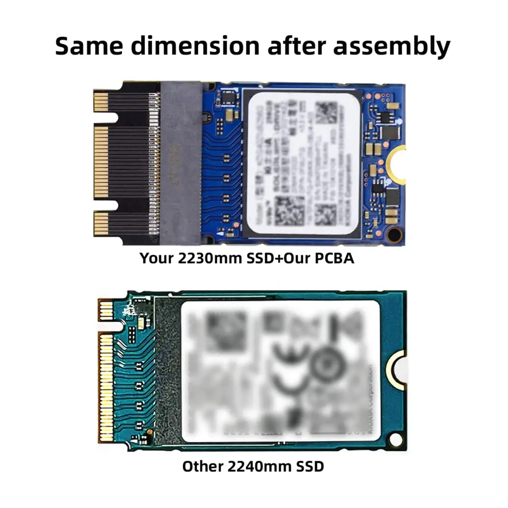 cablecc NVME M-Key to M-Key Extension Adapter 22x30mm to 22x42mm | Support 2230 to 2242 SSDs - view 5
