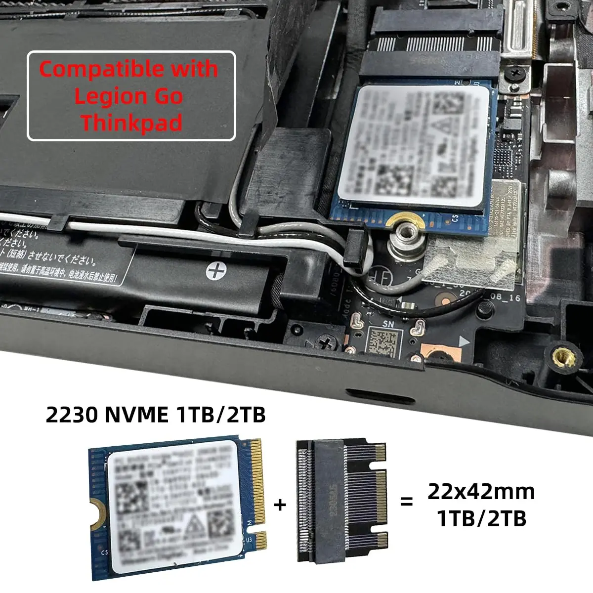 cablecc NVME M-Key to M-Key Extension Adapter 22x30mm to 22x42mm | Support 2230 to 2242 SSDs - view 2