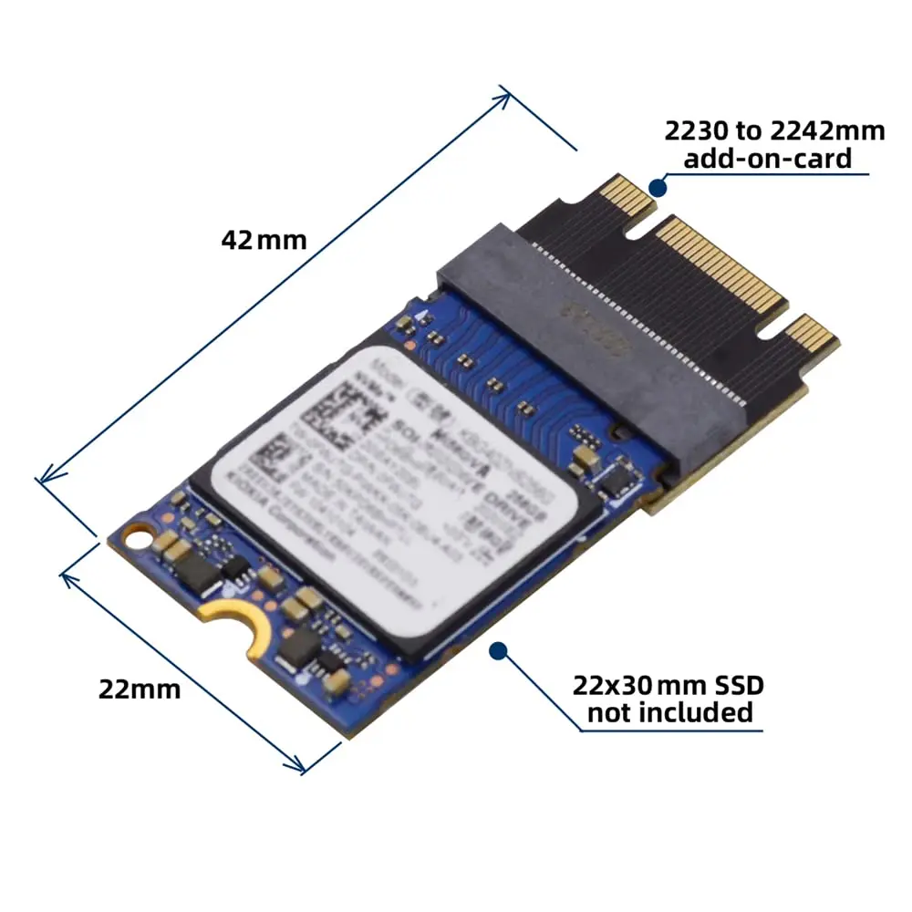 cablecc NVME M-Key to M-Key Extension Adapter 22x30mm to 22x42mm | Support 2230 to 2242 SSDs - view 4